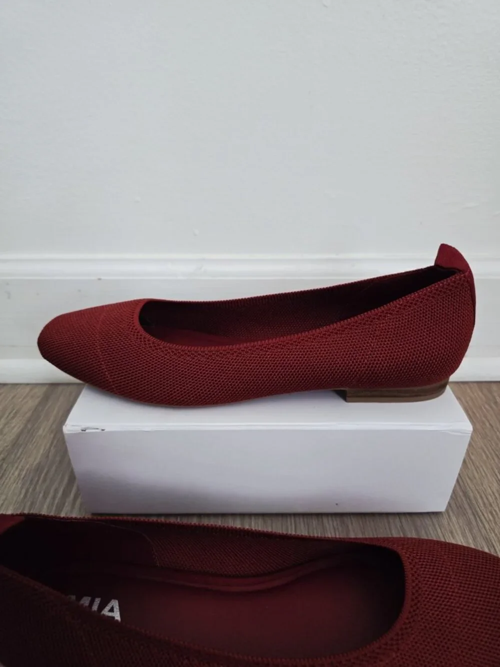 Mia Rasia Red Ballet Ballerina Flats Shoes 11 Knit Slip On Round Toe Womens